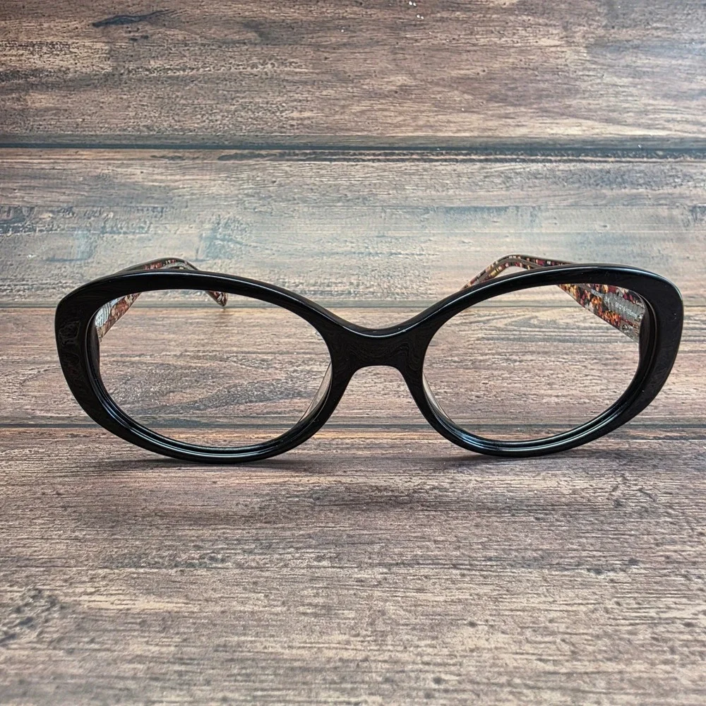 Isaac Mizrahi New York Oval Eyeglasses Black Floral IM30244 BK 56-19-135mm